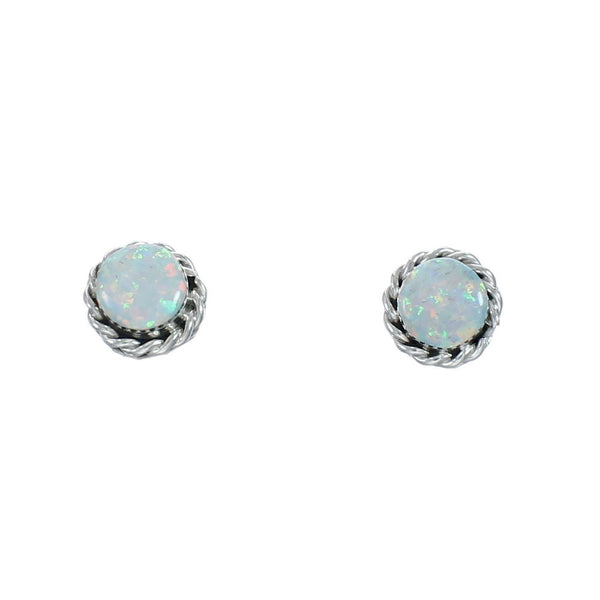 Sterling Silver White Opal Zuni Post Stud Earrings NX11510